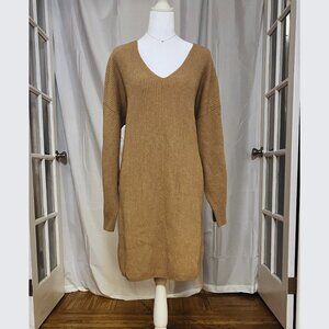 Madewell Tan Ribbed Knit Sweater Dress XL Relaxed Fit